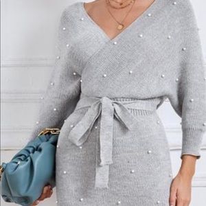 Fashion nova pearl gray dress